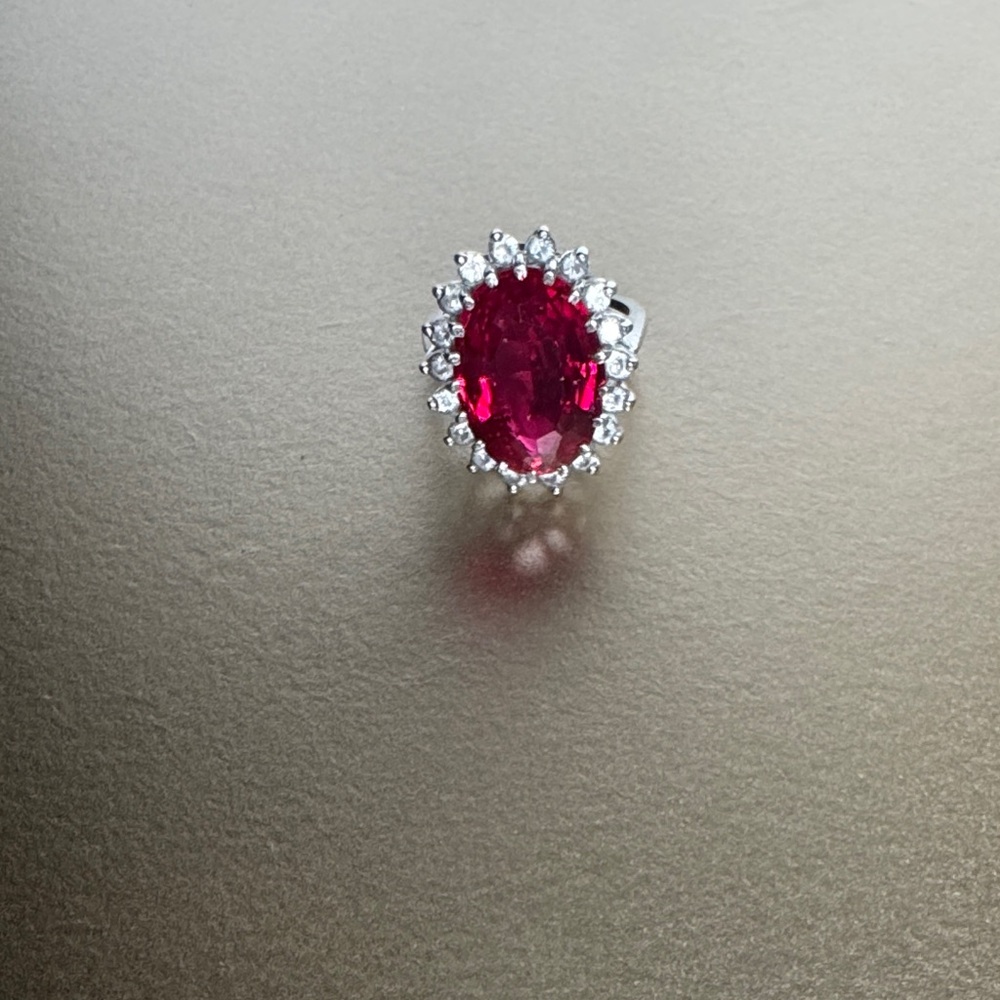 10k white gold ruby and spinel heavy ring 9.2g